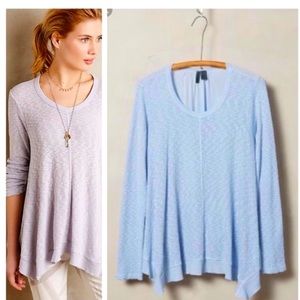Anthropologie Left of Center Blue Asymmetrical Top, Size Medium
